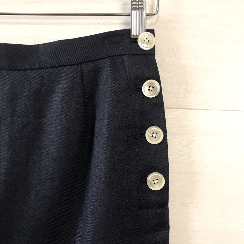 Ralph Lauren 100% Linen Tailored Skirt In Navy